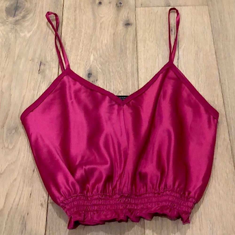 NWT ZARA SATIN CROP TOP TANK WITH RUFFLE TRIM